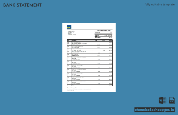 Uruguay Itau Kontoauszug Excel Beispielvorschau